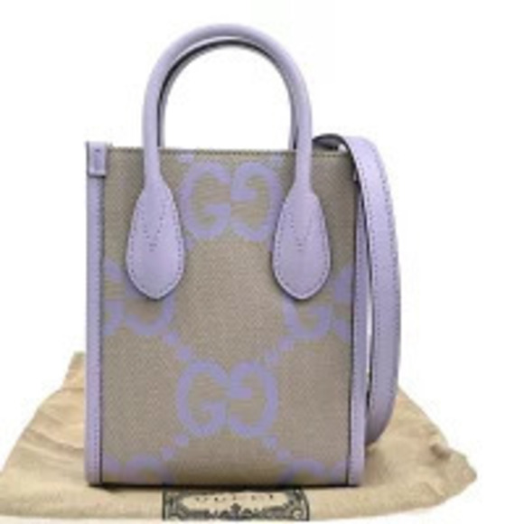Gucci Handbags - Gucci Jumbo GG Shoulder Bag Canvas Purple Beige